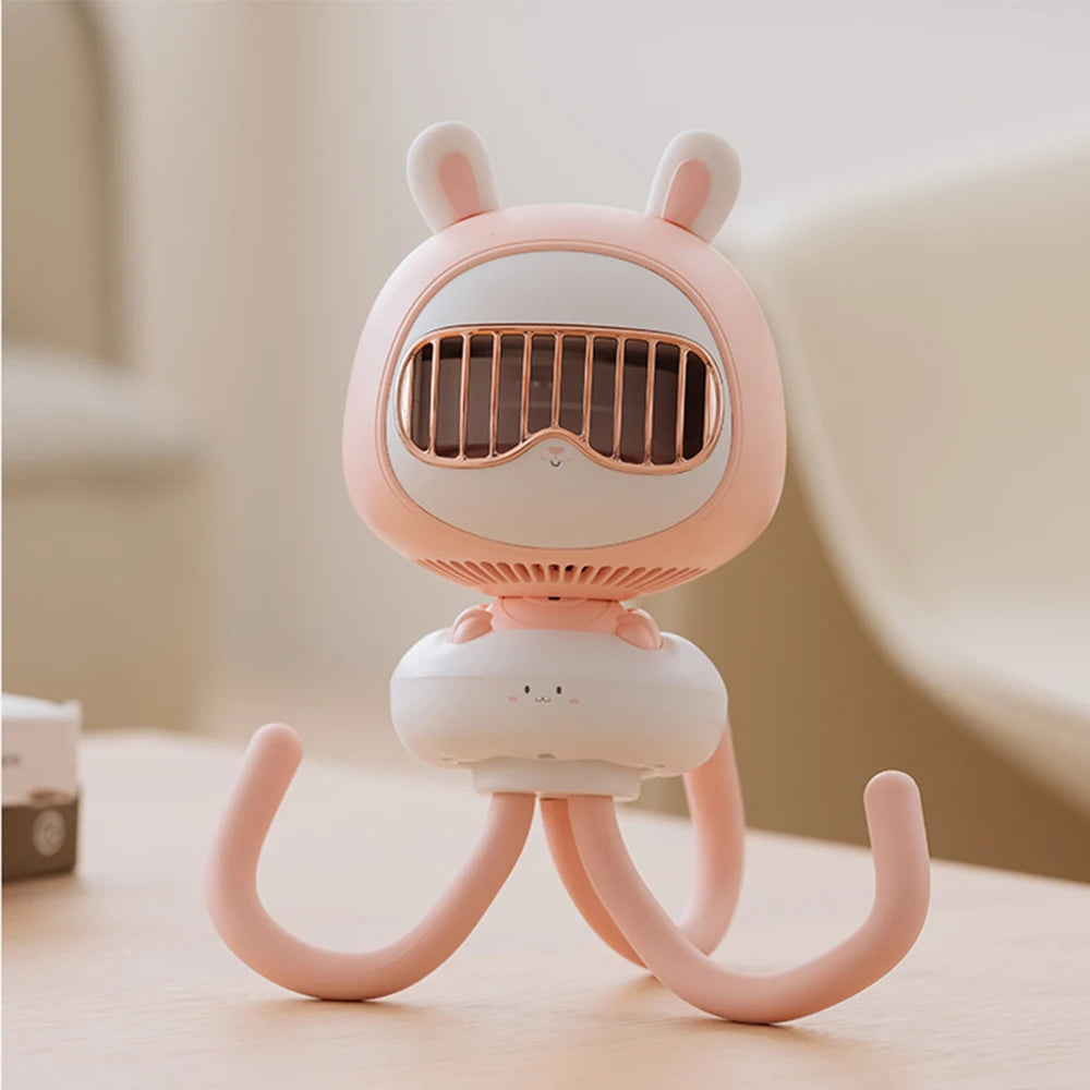 Mini Handheld Stroller Fan, Portable Personal Baby Fan with Flexible Octopus Holder, 3600mAh Battery, 4 Speeds, USB Rechargeable