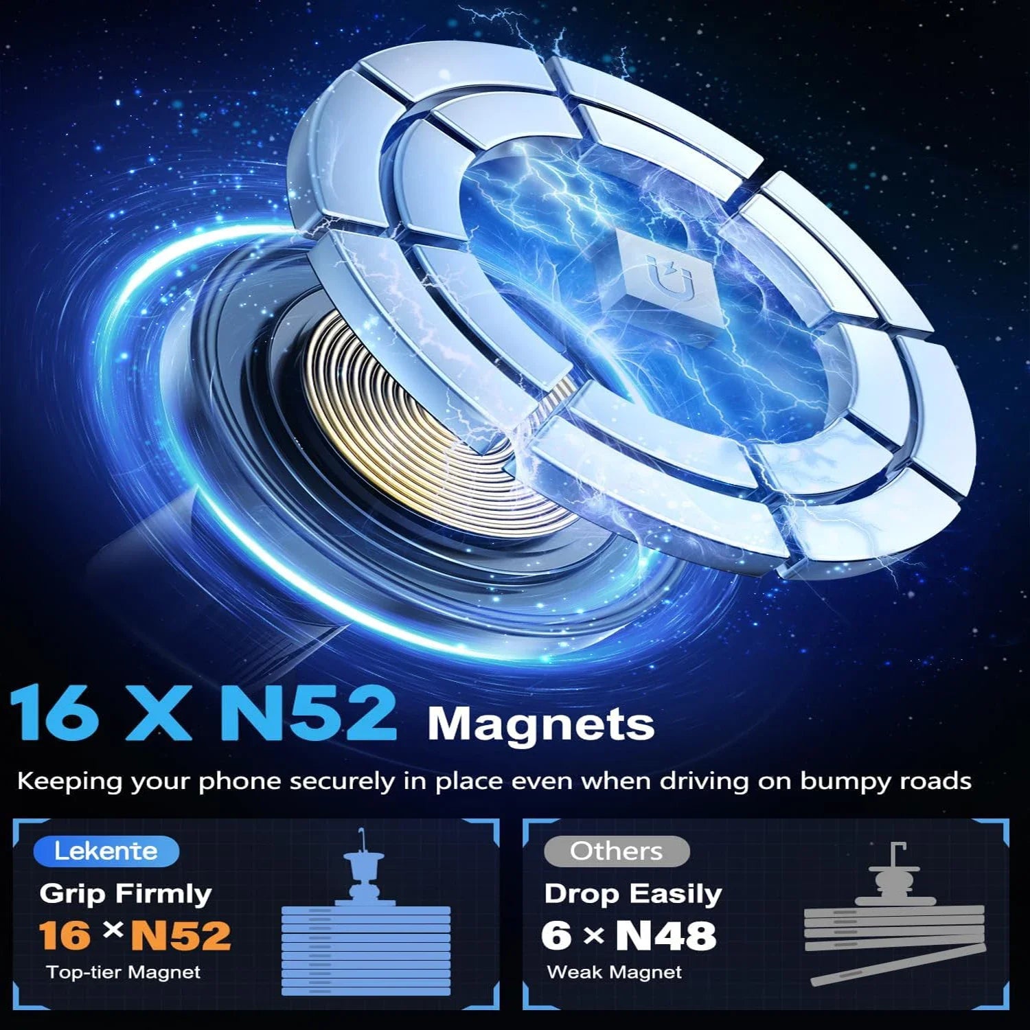 UYUXIO Magnetic Wireless Car Phone Charger Adapter 15W Air Vent Car Phone Holder for iPhone 16 15 14 13 Pro Max Plus 12 Samsung