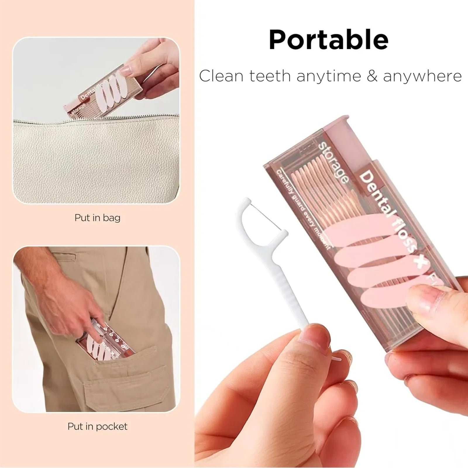 Auto-Floss Pro One-Touch Floss Storage Box Smart Pop-Up Dental Floss Holder with 10 Pre-loaded Refills Portable Oral Care Kit