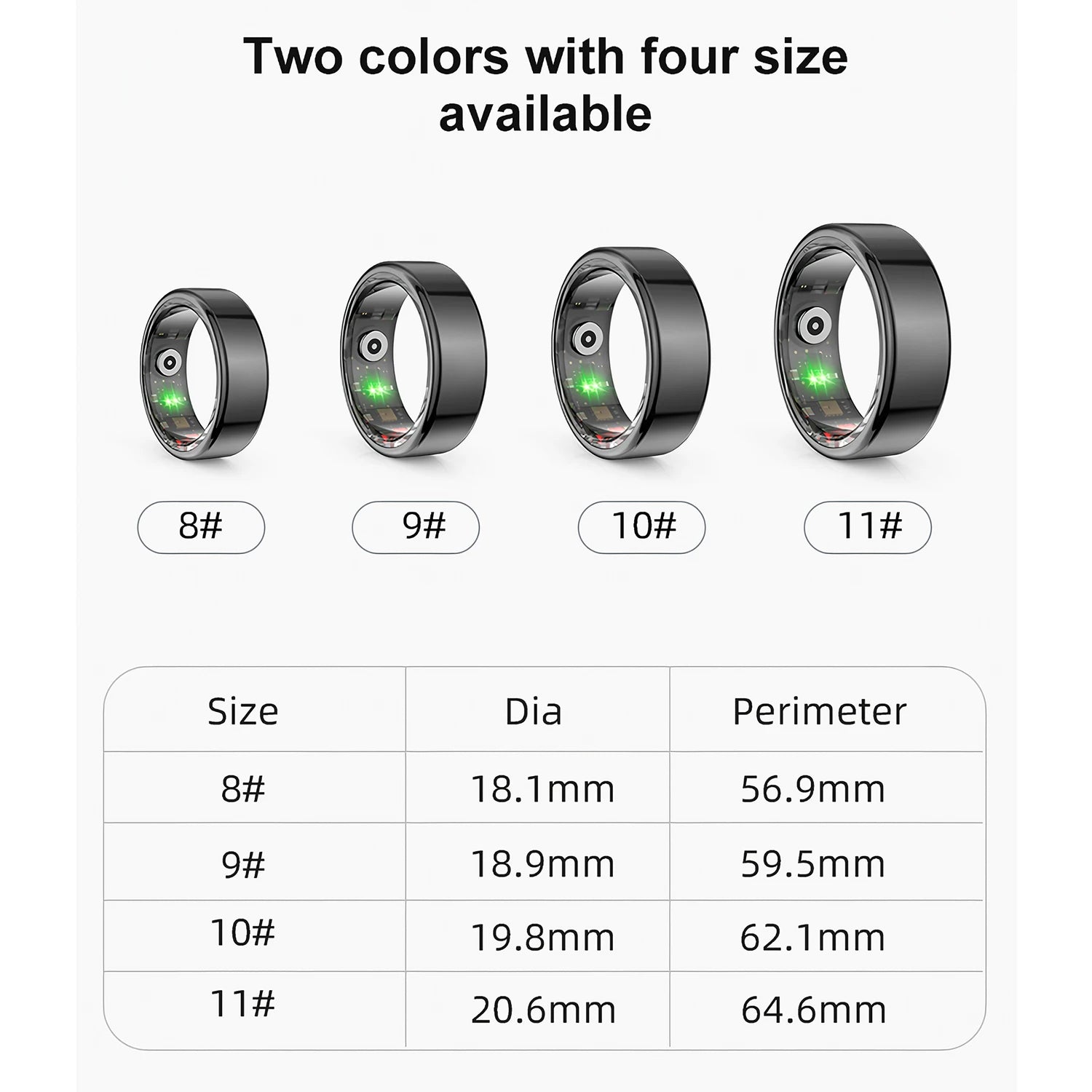AMZMAX R02 Smart Ring Multi-sports Modes Pedometer Fitness Tracker Health Monitoring IP68 Waterproof Military Grade Smart Ring
