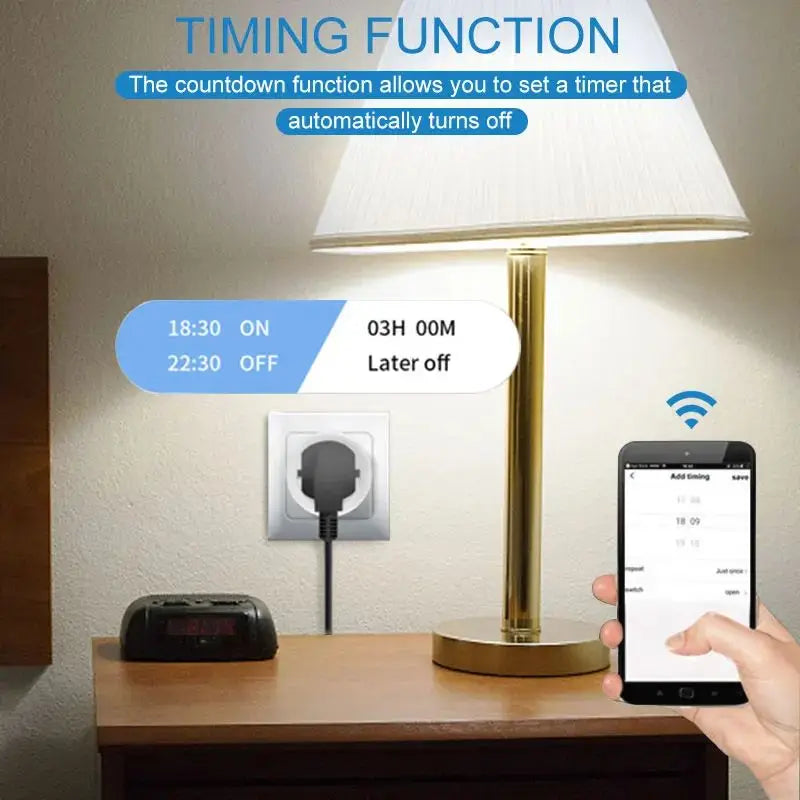 Smart Plug WiFi Socket EU 16A/20A With Power Monitoring Timing Function Works With Alexa, Google Home, Alice, SmartThimg