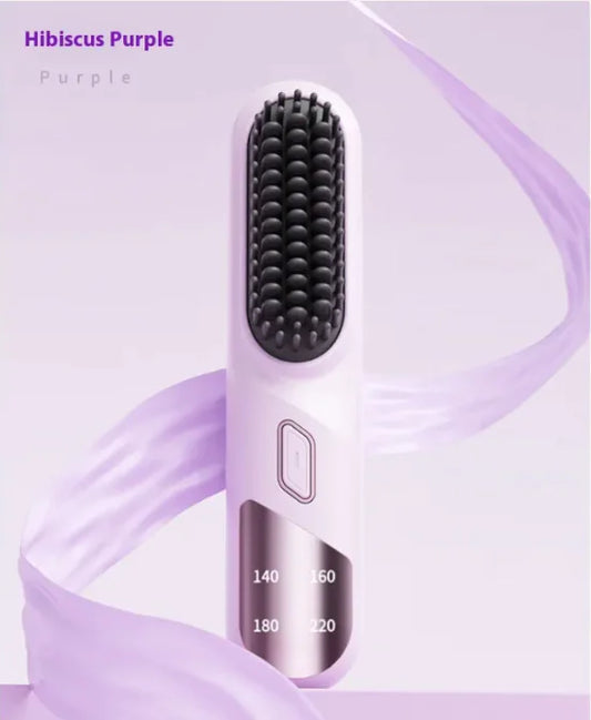 Wet Dry Hair Straightener Cordless Hair Straightener Brush Purple
