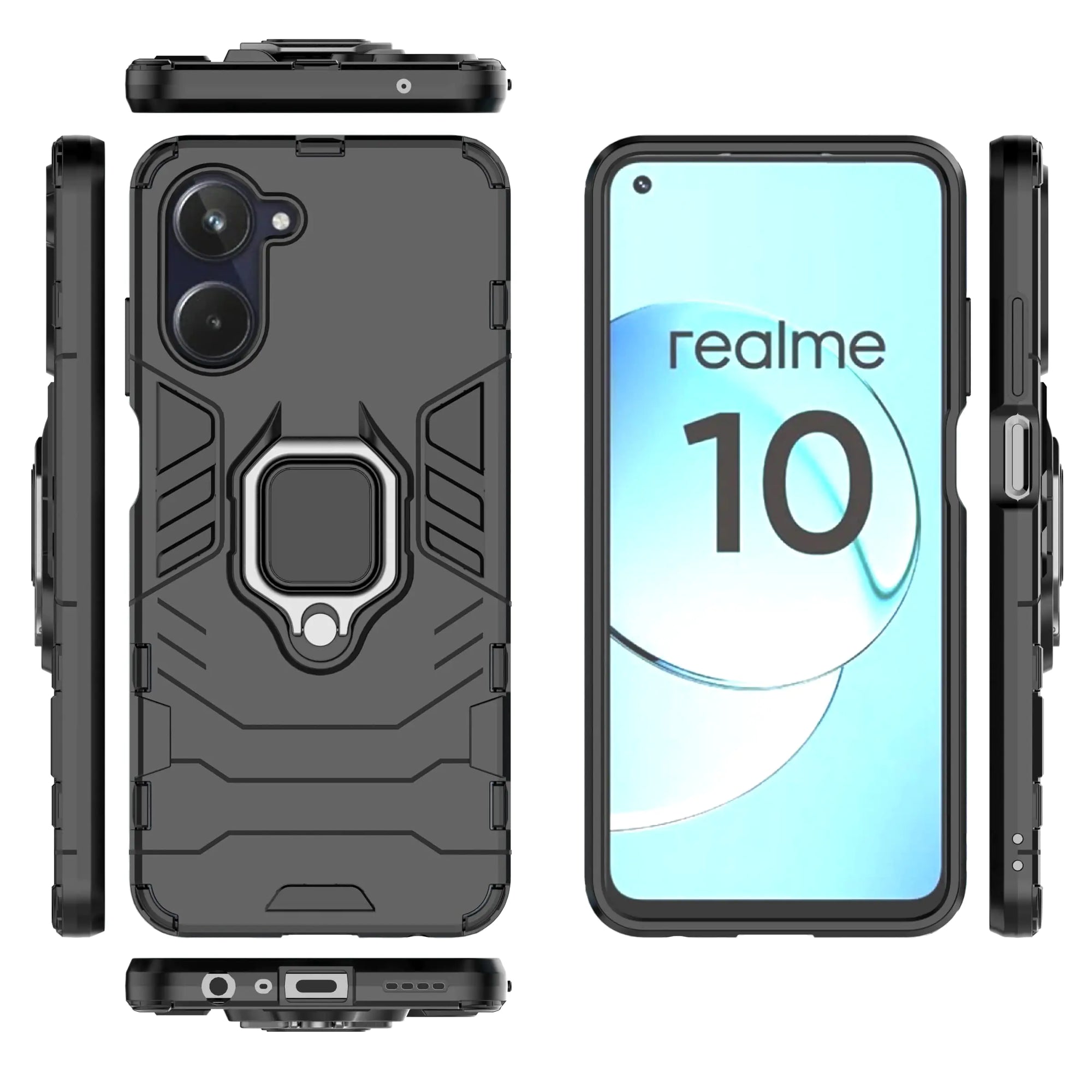 Kukoufey Case for Oppo Realme 10 4G Case CoverBracket Shell Case for Oppo Realme 10 4G RMX3630 Case Black