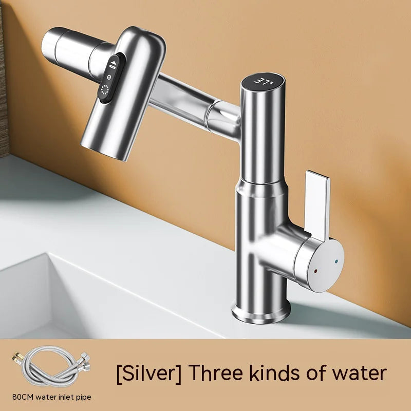 Rotating Digital Display Pull-Out Faucet KA 0053 Silver