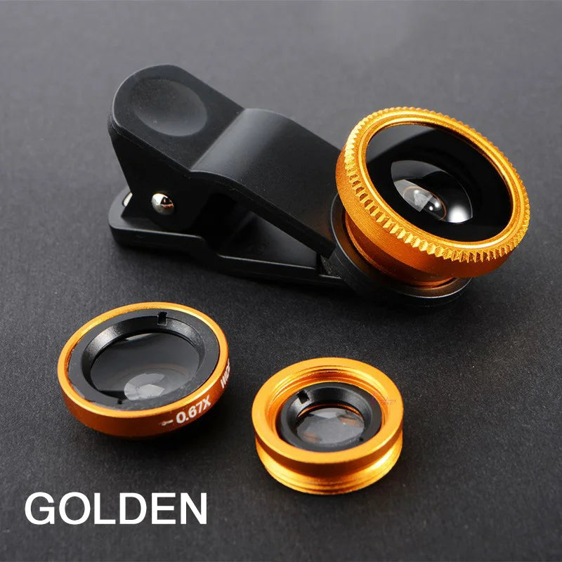 3 in 1 Fisheye Phone Lens Wide Angle Zoom Lens Fish Eye Macro Lenses Camera Kits With Clip Lens On The Phone For All Smart Phone