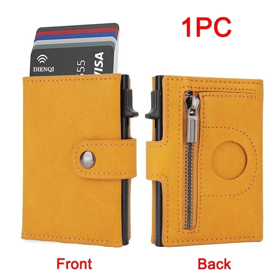 Airtag Wallet Rfid Credit Card Holder Men Wallets Trifold Luxury Slim Air Tag Tracker Minimalist Cardholder Case Presents Choice Yellow