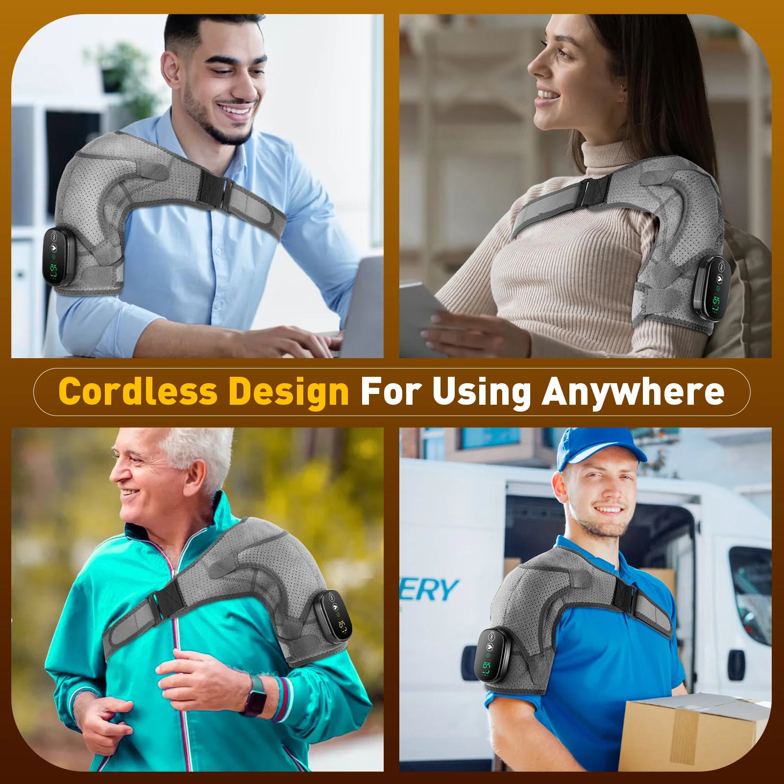 Heating Heated Shoulder Brace Wrap Shoulder Massage Support Belt Strap with Adjustable of Heating