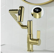 Rotating Digital Display Pull-Out Faucet Gold