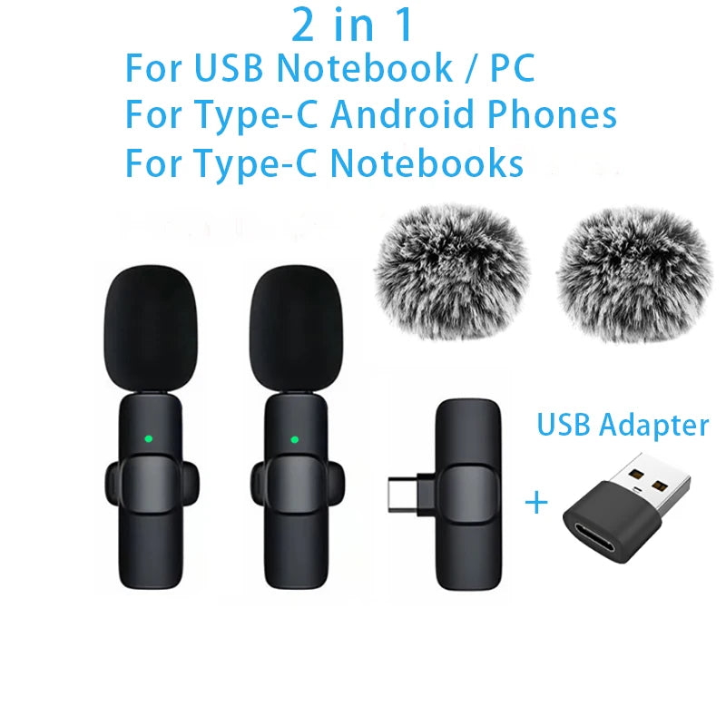 Mini Wireless Lavalier Microphone Windproof Wool Replaceable Lavalier Microphone for iPhone YouTube Vlog Audio Recording