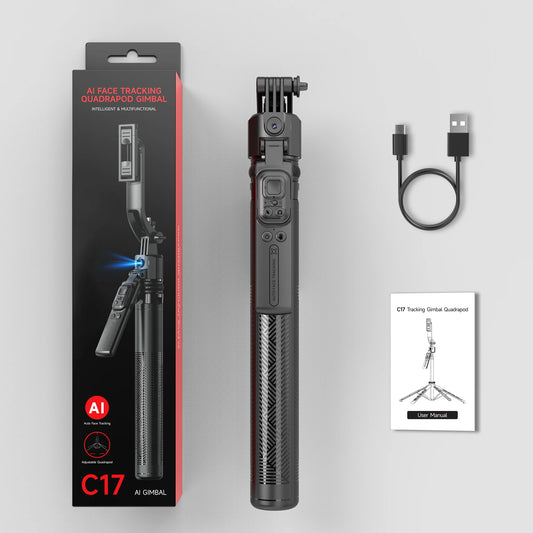 AI Smart Gimbal Tripod Selfie Stick — Foldable 360° Auto Face Tracking All-in-One Phone Holder for Smartphones