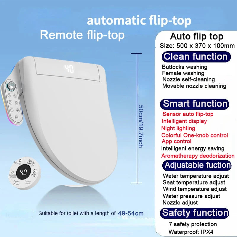 WETIPS AI Toilet Seat, WC, Japonais, Chauffant Cuvette, Toilette, Japonaise Smart Japanese, Toilet Bidet App Flip Top Toilette Seat US plug-110V-W-V