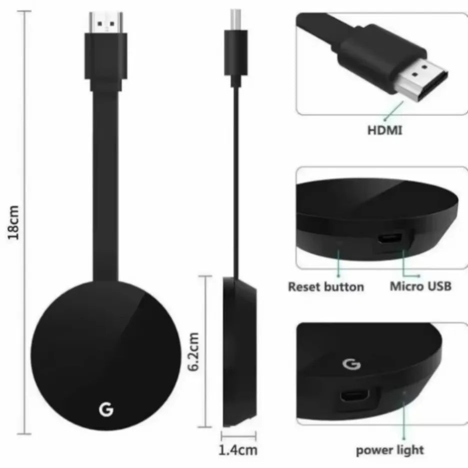 HDMI-Compatible Chromecast Google Wireless WiFi Mirascreen HD Display Dongle Media Streaming Video TV Smart Home for IOS/Android