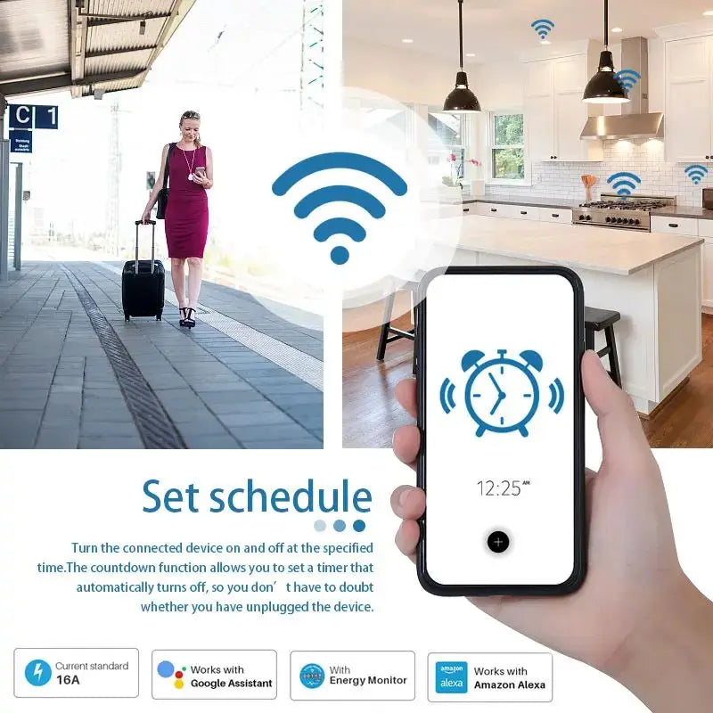 Smart Plug WiFi Socket EU 16A/20A With Power Monitoring Timing Function Works With Alexa, Google Home, Alice, SmartThimg