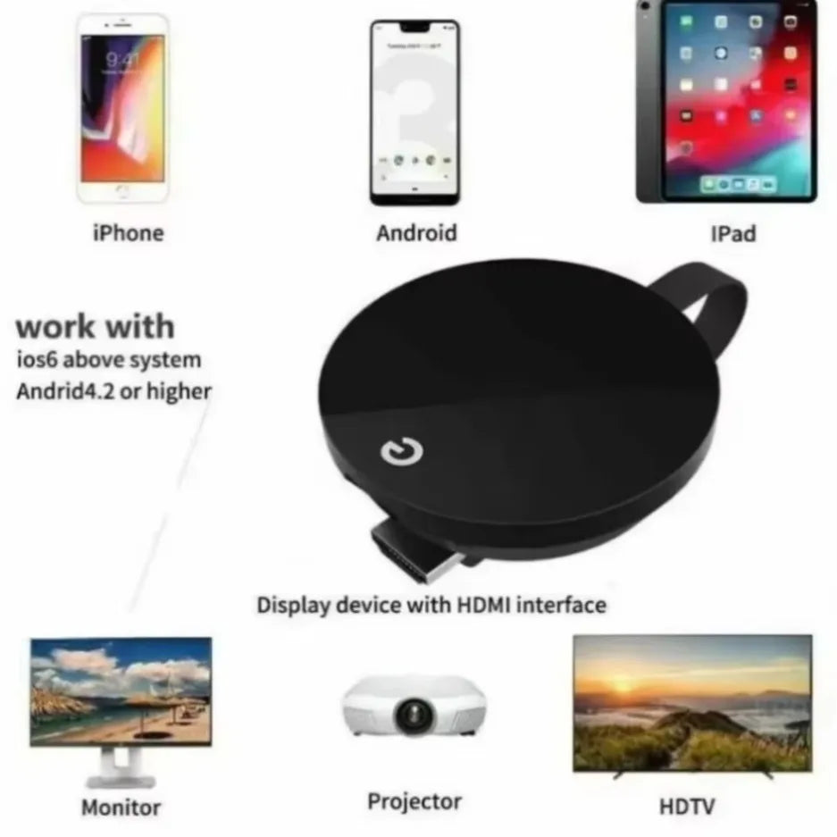 HDMI-Compatible Chromecast Google Wireless WiFi Mirascreen HD Display Dongle Media Streaming Video TV Smart Home for IOS/Android