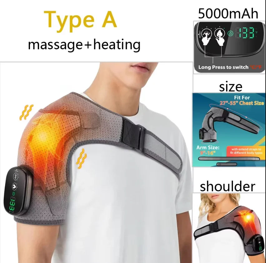 Heating Heated Shoulder Brace Wrap Shoulder Massage Support Belt Strap with Adjustable of Heating