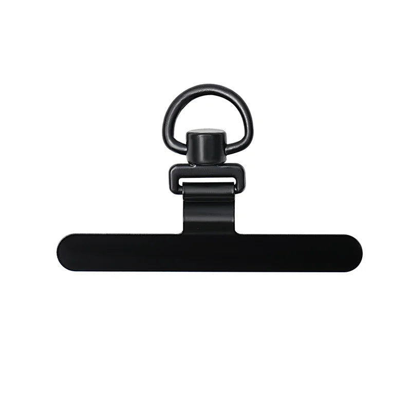 Rotating Mobile Phone Gasket 02mm Ultra-thin Stainless Steel Mobile Phone Lanyard Clip 360 Rotating Black Neutral