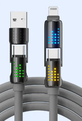 Aptus Praxis 4-in-1 Liquid Silicone Data & Charging Cable - USB-A/C to Lightning/C