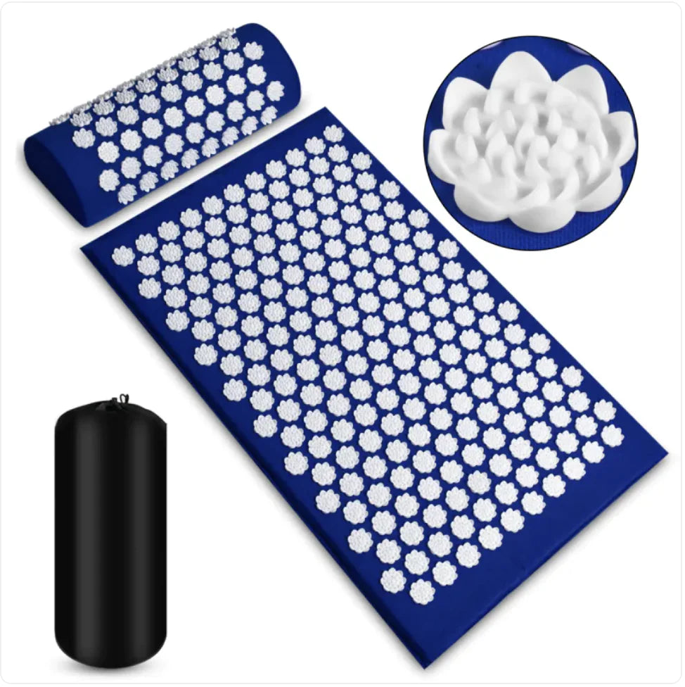 Acupressure Massage Mat and Pillow Set Blue