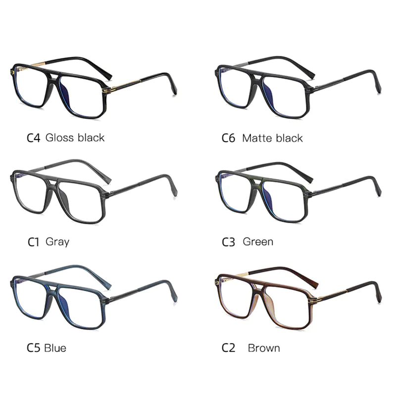 Men's Vintage Blue Light Blocking Square Eyeglasses