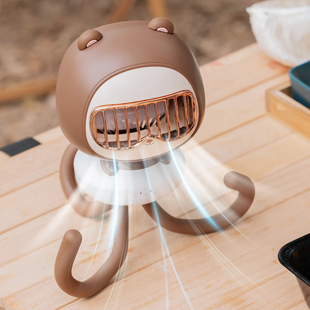 Mini Handheld Stroller Fan, Portable Personal Baby Fan with Flexible Octopus Holder, 3600mAh Battery, 4 Speeds, USB Rechargeable