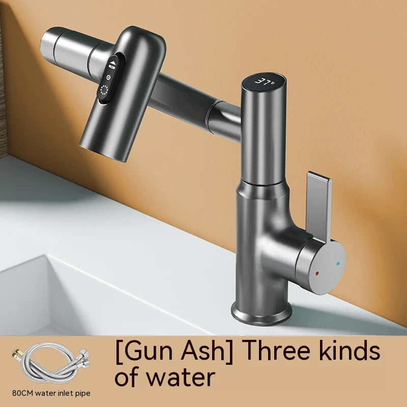 Rotating Digital Display Pull-Out Faucet KA 0053 Gray