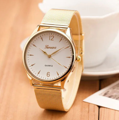 Geneva Diamond-Accent Watch with Celestial Dial & Mesh Band