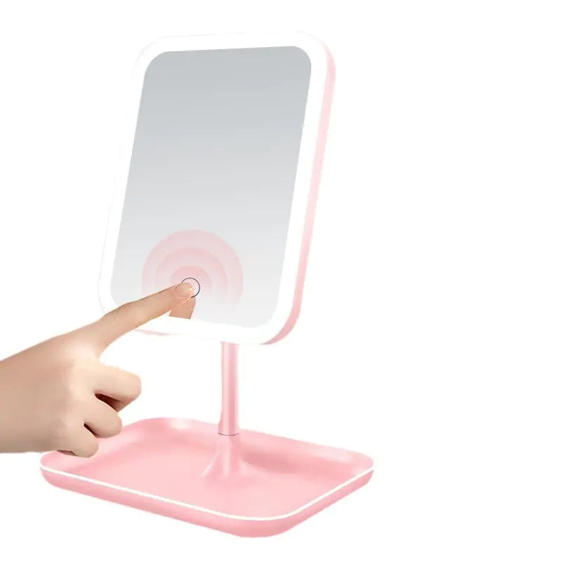 Led Make-up Mirror Portable Smart With Light Pink