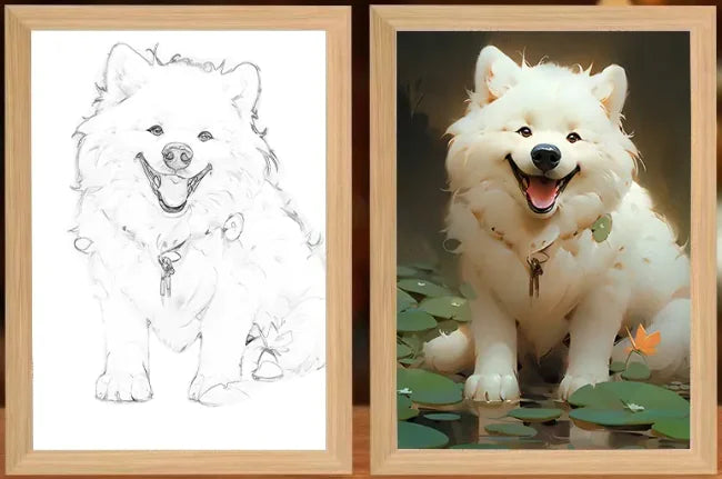 Glow LED Pet Paintings Large Samoyed 22X31CM