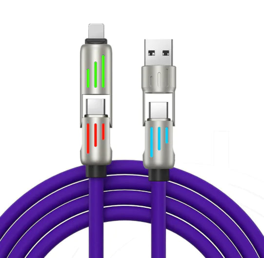 Aptus Praxis 4-in-1 Liquid Silicone Data & Charging Cable - USB-A/C to Lightning/C