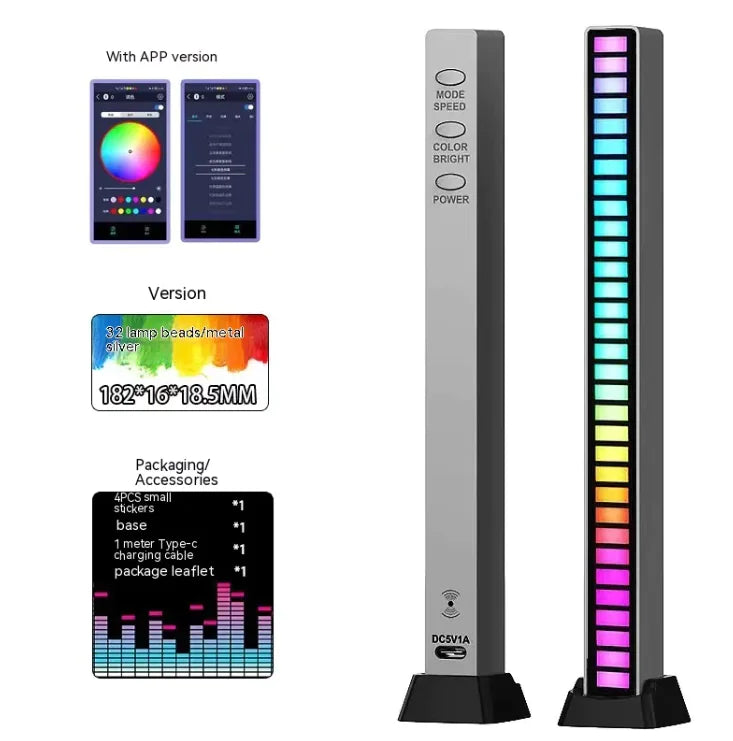 3D Double-sided Pickup Light RGB Voice Control Music Rhythm Lamp