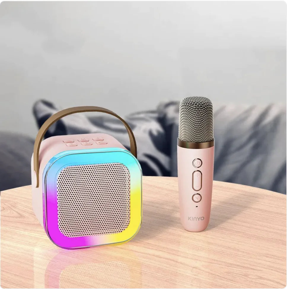 RGB Wireless Bluetooth Speaker with Light Effects Single Microphone Pink