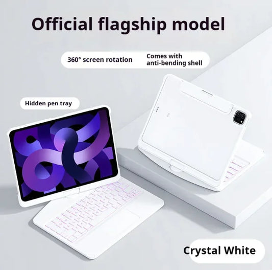 Transparent Rotating Keyboard for Tablet Bright Crystal White IPad10th Generation 10.9inches