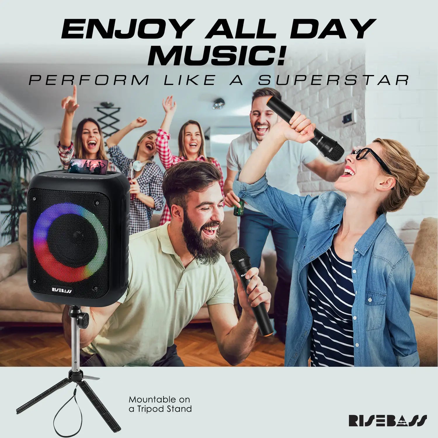 Risebass Portable Karaoke Machine: Your Party-Ready Performer