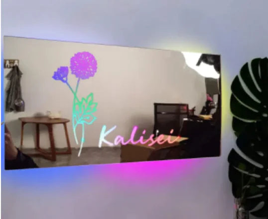LED Glow Mirror Birthday flower USB 50x25CM