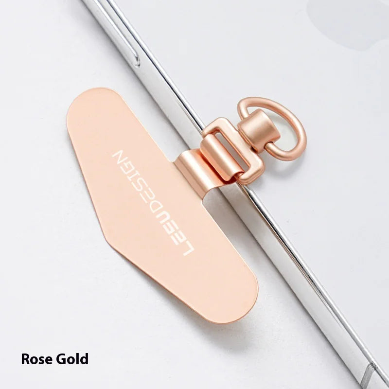 Rotating Mobile Phone Gasket 02mm Ultra-thin Stainless Steel Mobile Phone Lanyard Clip D Buckle Rose Gold Neutral