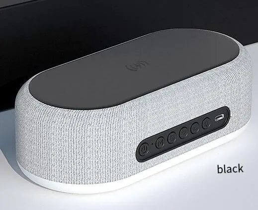 Desktop Clock Alarm with Wireless Charger & Lamp Black