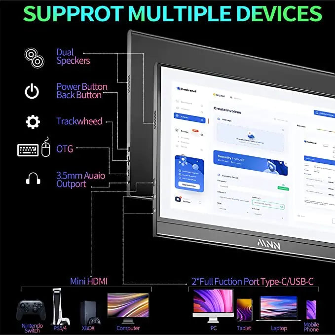 Ultra-Thin Portable Metal Display Monitor for PS4