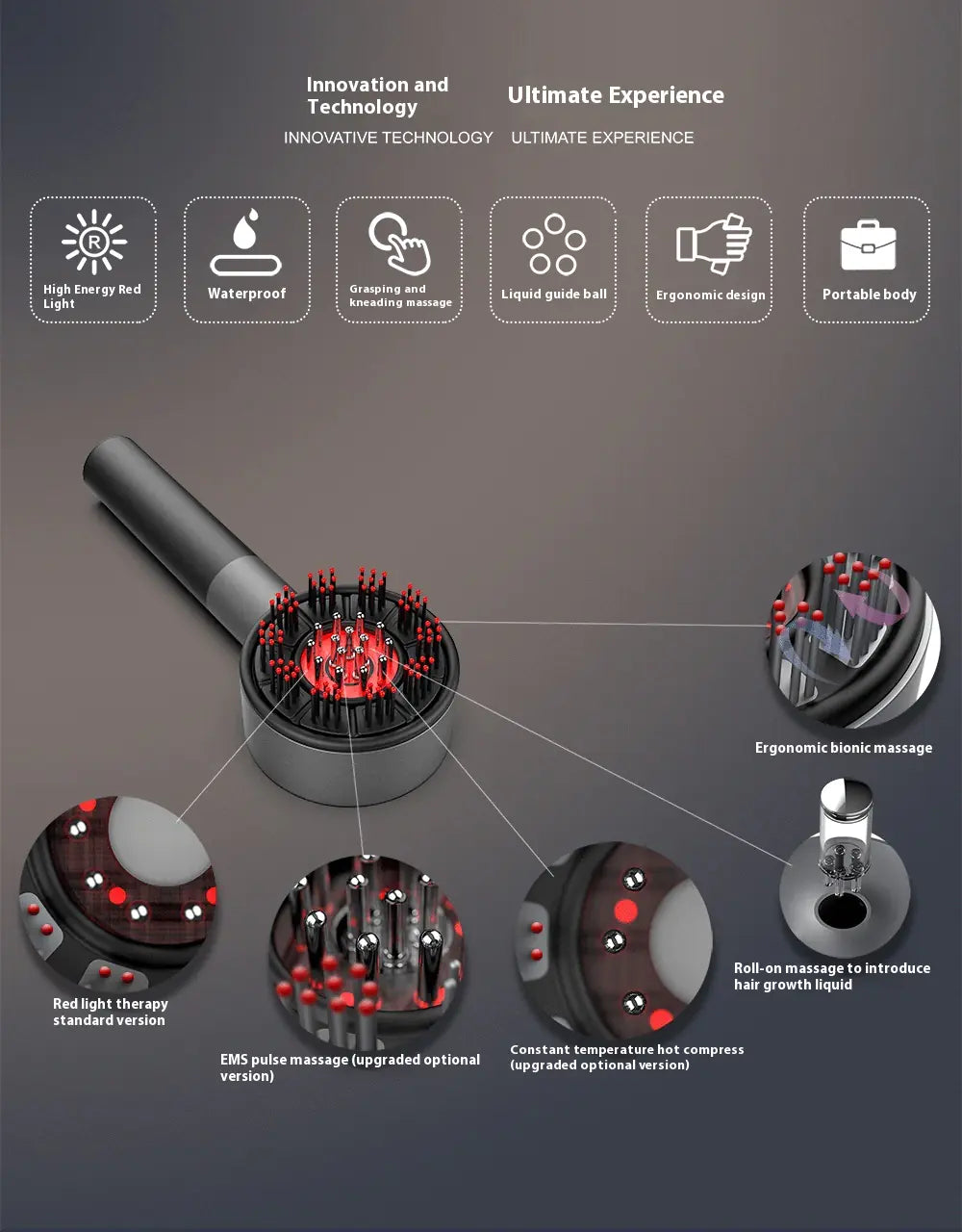 Aptus Praxis Red Light Therapy & Vibrating Scalp Massager Comb