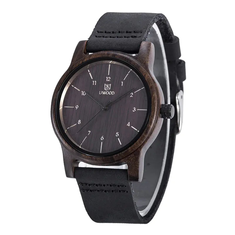 UWOOD Men's Wooden Quartz Watch - Black Sandalwood