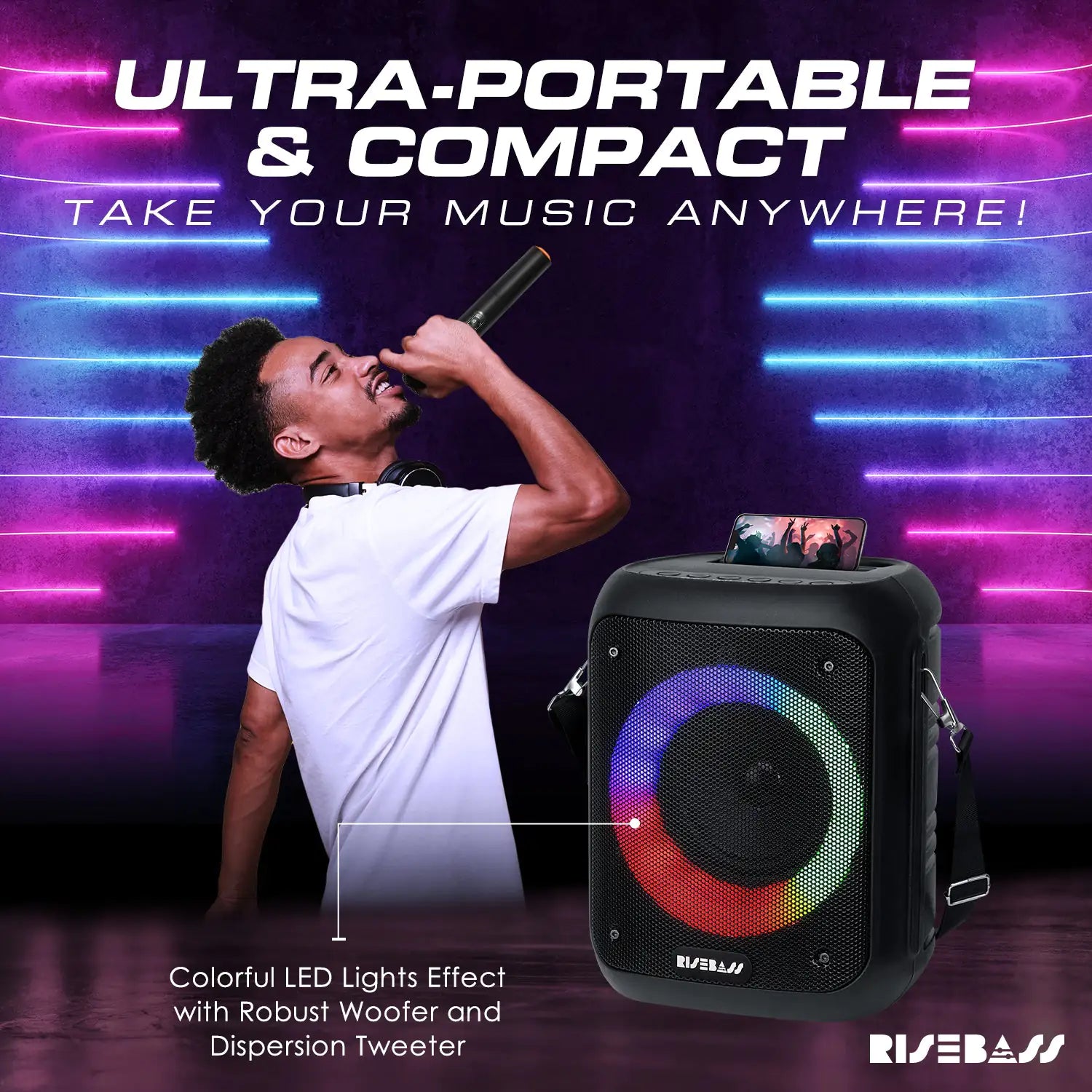 Risebass Portable Karaoke Machine: Your Party-Ready Performer