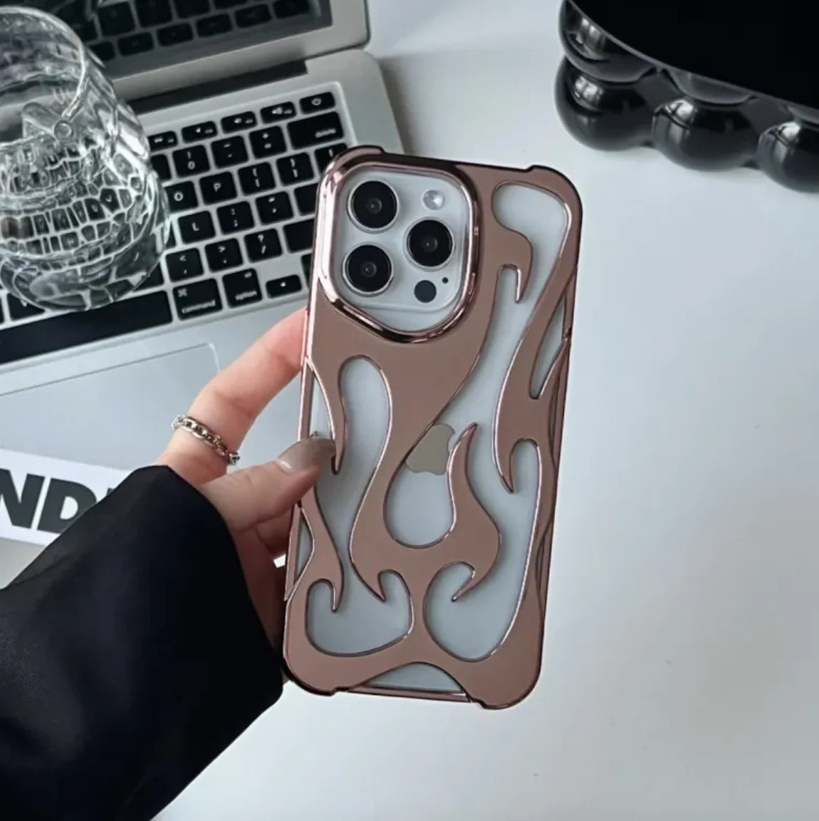 Flame Pattern Electroplated Phone Case Electroplating Powder 14 15promax