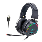 USB Headset Gaming Headset RGB Luminous Gaming Wired Headset With Microphone Black