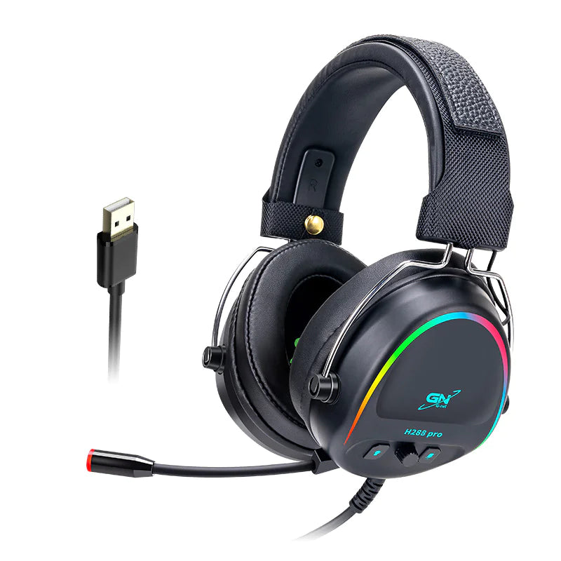 USB Headset Gaming Headset RGB Luminous Gaming Wired Headset With Microphone Black