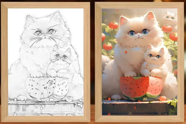 Glow LED Pet Paintings Persian Cat 17X23CM