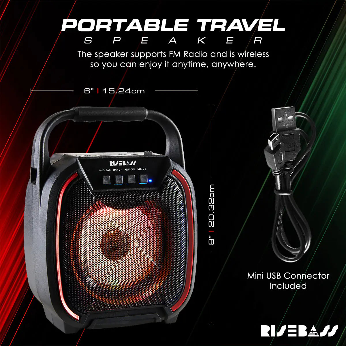 RISEBASS Portable Party Speaker: Big Sound, Anywhere